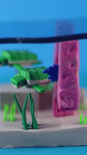 Mini Turtle Diorama Inspired by Minecraft