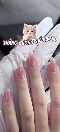 Tráng gương nail trong suốt - mẫu nail Huế đẹp