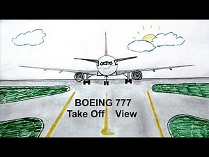 Draw a Take off view of Boeing 777