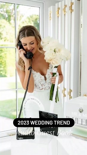// 2023 WEDDING TREND // New week, new must-see wedding trend! Love is timeless, and weddings hold a special place in our hearts. Traditions evolve, and here's the latest: audio guest books. 🎙️😍 Say goodbye to static sentiments and hello to dynamic audio messages. Capture heartfelt emotions, laughter, and festive sounds – it's an immersive experience. We're obsessed! 💖 What's your take? Love or loathe? . Credit: Pinterest . . . #weddings #trending #trendalert #trendingreels #reelsinstagram #r
