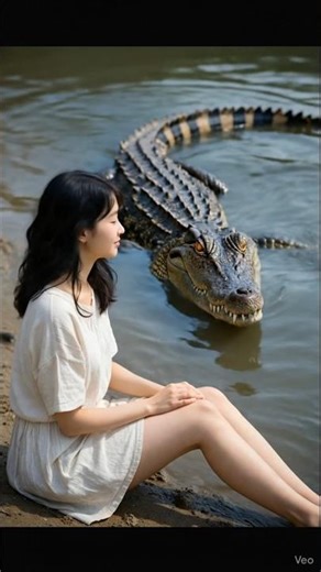 “She had no idea 😳🐊”#shorts #trending #viral #ai #nature #unexpected