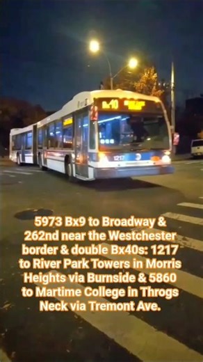 #MTA NYC BUS: 5973 Bx9 & double Bx40s @ 180th St & Daly Ave #nycbus #youtubeshorts #thebronx #dark