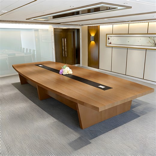 Modern Boat-Shaped Conference Table with Cable Management Ports HYZ-20