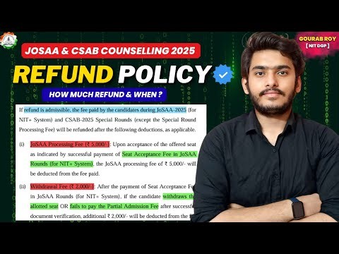 CSAB Refund Policy 2025✅ | JOSAA & CSAB Fee Refund | CSAB Counselling 2025