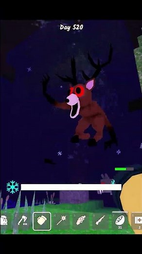 Hungry DEER vs DAY 520 in 99 Nights In The Forest | Roblox #roblox #robloxjumpscare #robloxmonsters