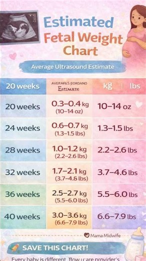 Estimated Fetal Weight Chart 🤰🏽👶 (20–40 Weeks) kg + lbs | SAVE THIS!
