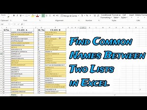 Find Common Names Between Two Lists in Excel