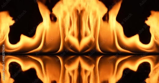 Flames on fire with reflection.