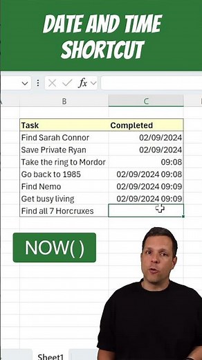 Get the current date or time #excel