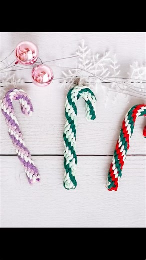Candy cane with three color #christmas #diy #macrame #tutorial #homedecor