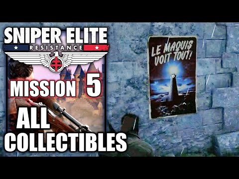 Sniper Elite Resistance - All Collectibles Mission 5 - Safes, Eagles, Workbench, Letters, Documents