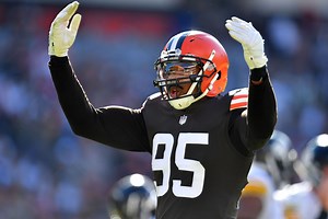 Myles Garrett says he'll keep his eye out for Patriots' “ankle-grabber" Mac Jones
