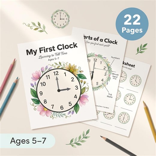 Telling Time Worksheets | O'clock, Half Past Practice (PDF Download) - Etsy