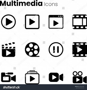 Multimedia Video Player Icon Set Stock Vector (Royalty Free) 1899361882 | Shutterstock