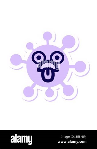neon light effect animation of exhausted staring virus sticker