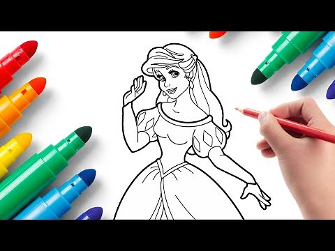 Coloring Ariel in Her Beautiful Ball Dress | Disney Princess Art 🌊🎨