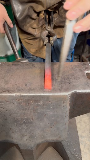 How to accurately punch a hole. This works well with any type of punch. Here’s how- 1. Measure, mark and center punch where you’d like the outer edge of your hole. 2. At forging temp hold the steel on the anvil and drag the punch towards you until it clicks in the center punch mark. Straighten the punch it it is flush with the surface of the steel and strike once. Check your accuracy. You’ll have 2-3 times where you can slightly adjust the location of your hole. 3. Continue the process of draggi