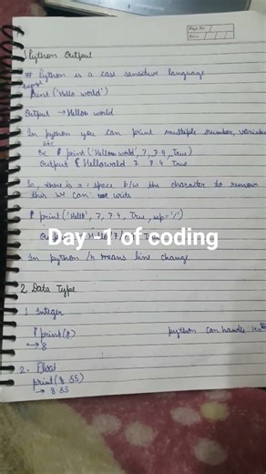 Day-01 of coding started my coding journey with python and happy new year 😊