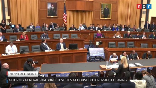 Attorney General Pam Bondi testifies at a DOJ oversight hearing before the House Judiciary Committee. Watch it live. | NPR