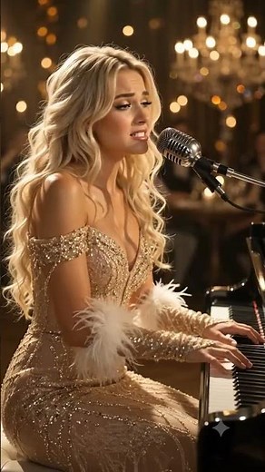Beautiful woman singing and playing the piano #music