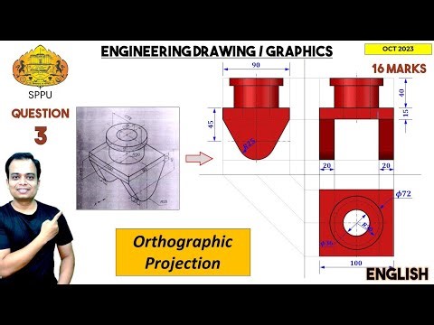 SPPU | Pune University | Oct 2023 | Engineering Graphics | PYQ | Q3 | Orthographic Projection