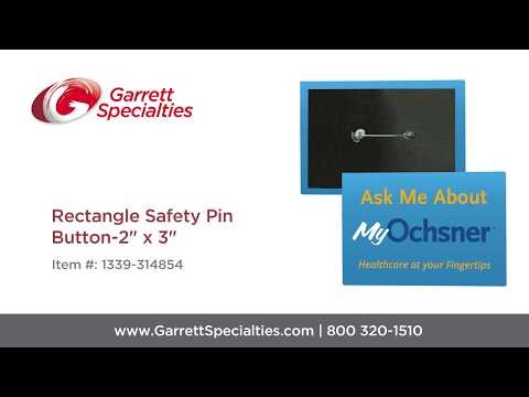 Rectangle Safety Pin Button 2 x 3