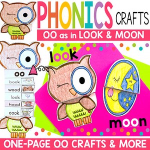 BUNDLE 2 sounds of OO phonics crafts vowel digraph activities short long sounds