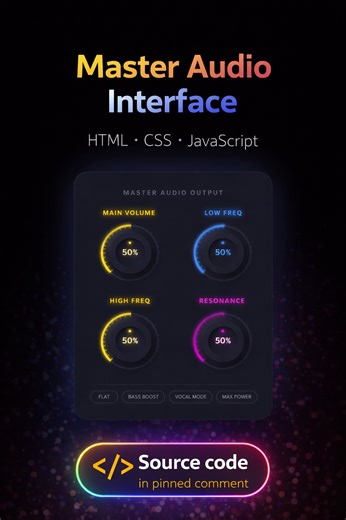 Master Audio Interface - Built with HTML, CSS & JavaScript | devsQUE Source code in pinned comment #coding #html #css #javascript #reels | devsQUE