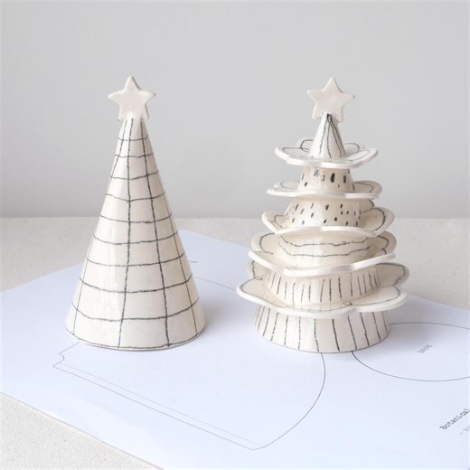 Christmas Tree Pottery Template Set • Minimal   Botanical PDF • Holiday Clay Craft • Printable Ceramic Cone Tree Pattern - Etsy Canada