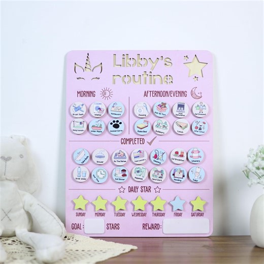 Customized Wooden Toddler Routine Chart, Visual Schedule for Kids, Montessori Calendar for Kids, Daily Routine Checklist - Etsy