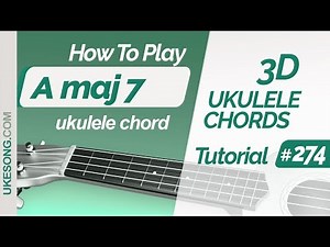 Ukulele chords - Amaj7 | 3D ukulele chords tutorial # 274