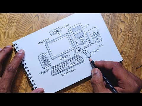 How to draw computer parts/Easy computer drawing/#desktopcomputer