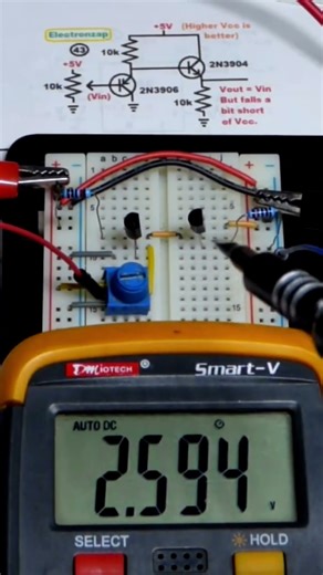 Voltage Follower Cascading PNP NPN Emitters Multimeter Measured #measuringtool #transistorcircuit