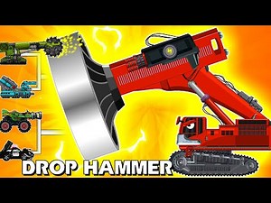 Perfect excavator piling drop hammer, monster truck | Cartoon about tanks