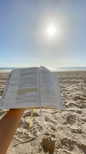 jessica lilly on Instagram: "the bible + the beach is the most perfect combination 🥹🫶🏼🌞🌊💛"
