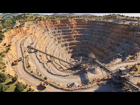Bird’s-Eye View of Open-Pit Mining – Giant Trucks & Excavators at Work