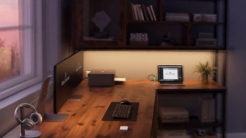 Large Shaped Computer Desk With LED Lights and Bookshelf, Reversible Corner Office Desk - Etsy