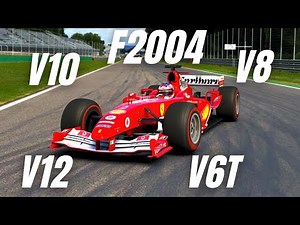 Ferrari F2004 with V10 V8 V6 TURBO HYBRID and V12 Engines