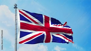 England Flag Loop. Realistic 4K. 30 fps flag of the UK. United Kingdom waving in the wind.Britain Seamless loop with highly detailed fabric texture. Loop ready in 4k resolution.