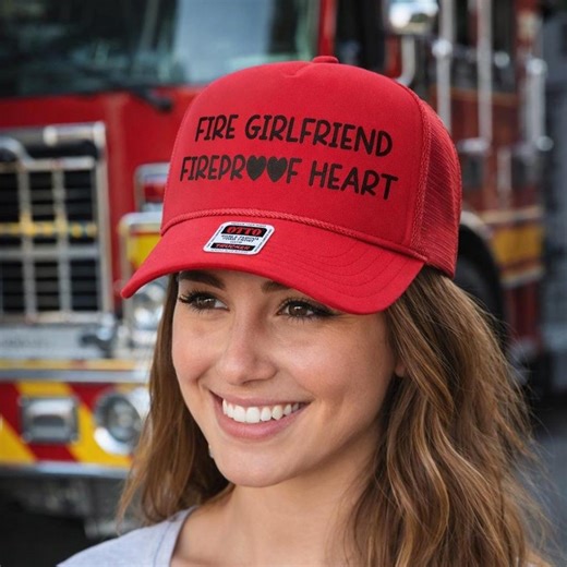 Fire Girlfriend Hat, Fireproof Heart Trucker Hat, Firefighter Girlfriend Gift, Firefighter Family Gift, Firefighter Support Hat - Etsy