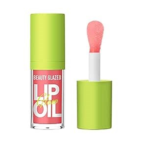 Beauty Glazed Big Brush Head Lip Oil, Ultra-Hydrating & Nourishing, Smooth Glossy Finish Lip Glow Oil, Shiny and Vegan Tinted Lip Gloss, Non-Sticky Formula (102# KISSY)