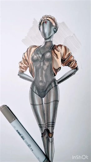 Sketching the Atomic Heart Twins Robot | Marker Drawing Process