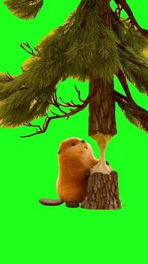 Hoppers Beaver Cutting Tree | Green Screen #Hoppers #pixar #beaver #cartoon #greenscreen