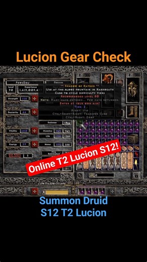 LUCION PREP! 🛡️ Summon Druid T2 Gear Check #projectdiablo2 #shorts