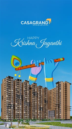 This Krishna Jayanthi, celebrate joy, love, and compassion together in your home! Wishing you a Happy Krishna Jayanthi filled with peace, prosperity, and divine blessings. 🙏🎉 [Casagrand, KrishnaJayanthi, Janmashtami, KrishnaBlessings, CelebrateTogether, DivineJoy, FamilyCelebrations, Happykrishnajayanthi] | Casagrand