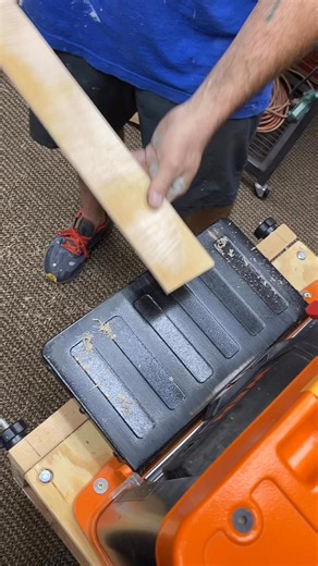 Making #custom #flamemaple #fretboards with my friend Nate. #ny #homegrown #maple #guitar #luthier using the thickness plainer #josephditucci | Joseph DiTucci Guitar Repair & Learning Center