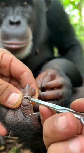 Hands cutting line in jungle pocket