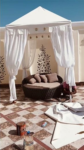 Luxury Garden Gazebo Setup | Outdoor Canopy Tent Installation | Rooftop Cabana Look 😍