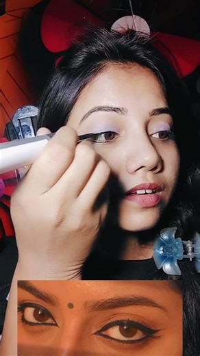 Perfect Bengali Eye Makeup Tutorial 👁️ Easy Winged Liner #beautyhacks #colouredeyeliner #ashortaday