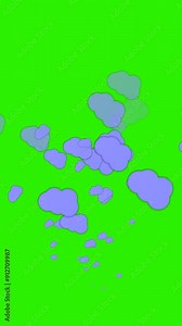 Cloud icons appear and disappear on green screen. Vertical video. Weather icon. 3D animation.